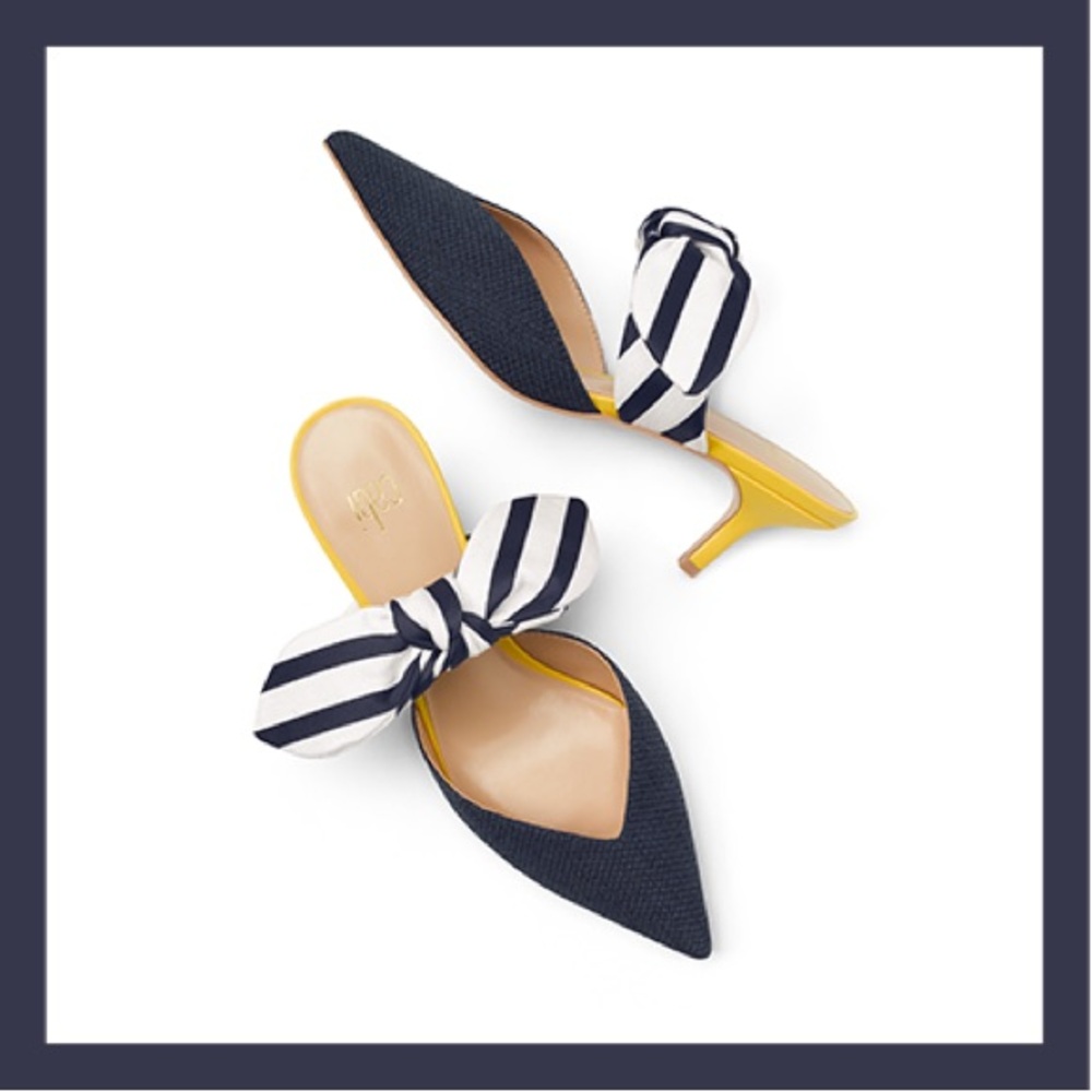 Nautical bow kitten heel mule